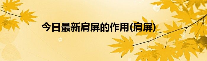 今日最新肩屏的作用(肩屏)