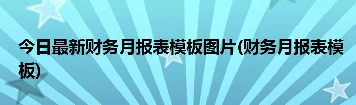 今日最新财务月报表模板图片(财务月报表模板)