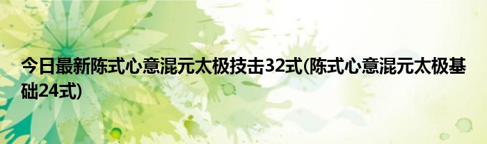 今日最新陈式心意混元太极技击32式(陈式心意混元太极基础24式)