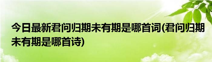 今日最新君问归期未有期是哪首词(君问归期未有期是哪首诗)