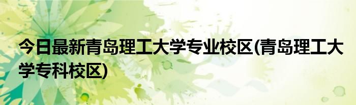 今日最新青岛理工大学专业校区(青岛理工大学专科校区)