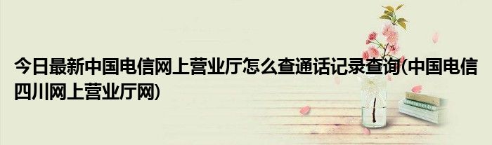 今日最新中国电信网上营业厅怎么查通话记录查询(中国电信四川网上营业厅网)