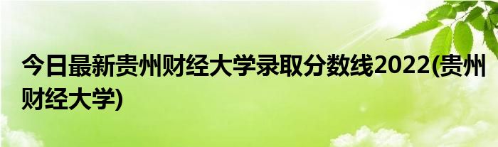 今日最新贵州财经大学录取分数线2022(贵州财经大学)