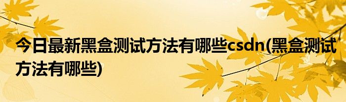 今日最新黑盒测试方法有哪些csdn(黑盒测试方法有哪些)