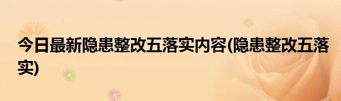 今日最新隐患整改五落实内容(隐患整改五落实)