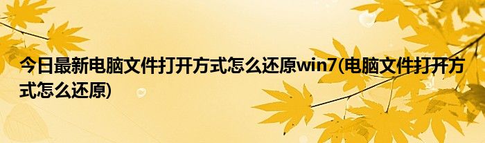 今日最新电脑文件打开方式怎么还原win7(电脑文件打开方式怎么还原)