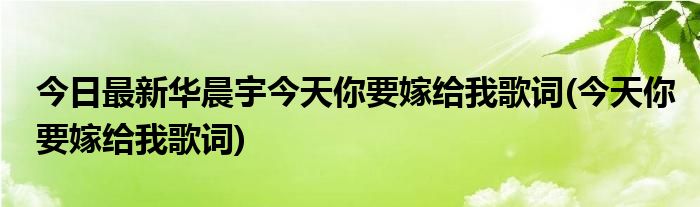 今日最新华晨宇今天你要嫁给我歌词(今天你要嫁给我歌词)