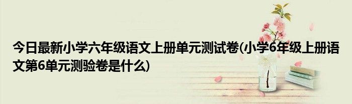 今日最新小学六年级语文上册单元测试卷(小学6年级上册语文第6单元测验卷是什么)