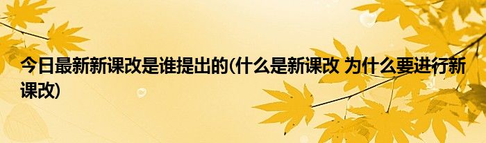 今日最新新课改是谁提出的(什么是新课改 为什么要进行新课改)