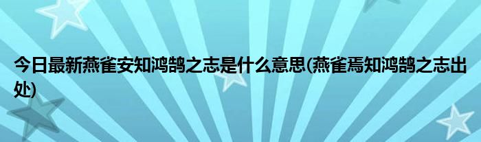 今日最新燕雀安知鸿鹄之志是什么意思(燕雀焉知鸿鹄之志出处)