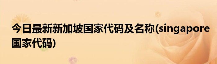 今日最新新加坡国家代码及名称(singapore国家代码)