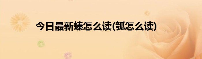 今日最新螓怎么读(瓠怎么读)