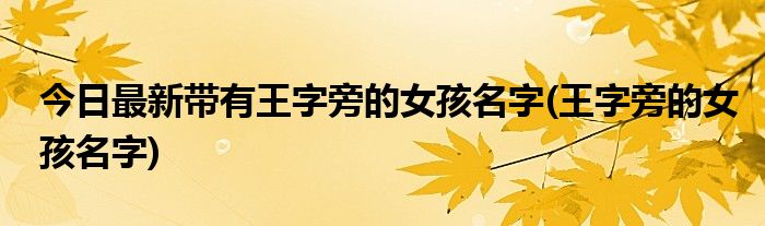 今日最新带有王字旁的女孩名字(王字旁的女孩名字)