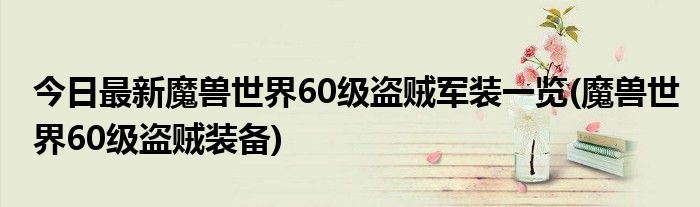 今日最新魔兽世界60级盗贼军装一览(魔兽世界60级盗贼装备)
