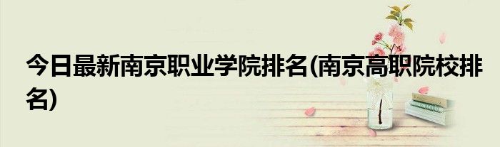 今日最新南京职业学院排名(南京高职院校排名)