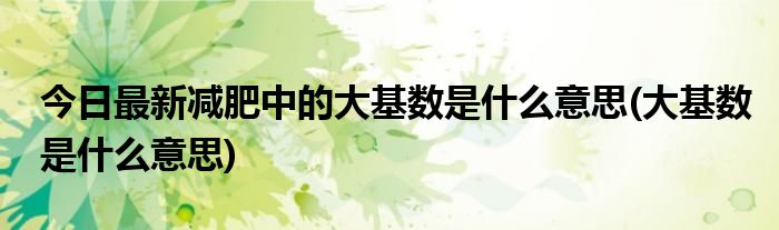 今日最新减肥中的大基数是什么意思(大基数是什么意思)