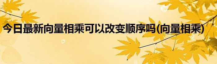 今日最新向量相乘可以改变顺序吗(向量相乘)