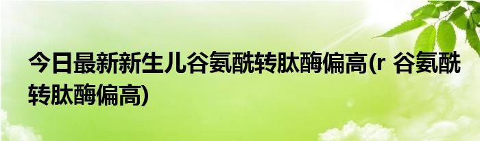 今日最新新生儿谷氨酰转肽酶偏高(r 谷氨酰转肽酶偏高)