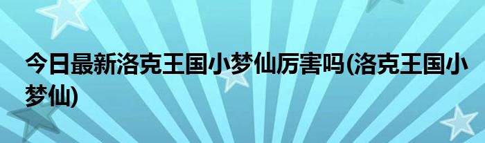 今日最新洛克王国小梦仙厉害吗(洛克王国小梦仙)
