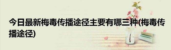 今日最新梅毒传播途径主要有哪三种(梅毒传播途径)