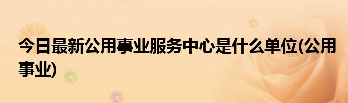 今日最新公用事业服务中心是什么单位(公用事业)