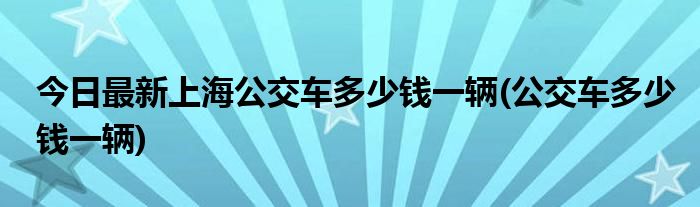 今日最新上海公交车多少钱一辆(公交车多少钱一辆)