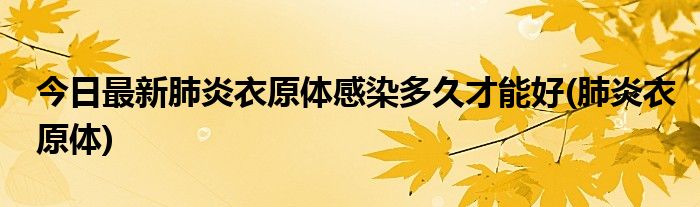 今日最新肺炎衣原体感染多久才能好(肺炎衣原体)