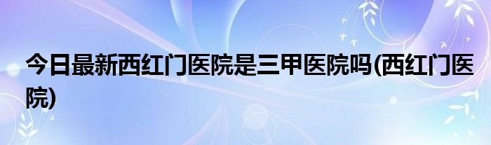 今日最新西红门医院是三甲医院吗(西红门医院)