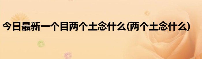 今日最新一个目两个土念什么(两个土念什么)