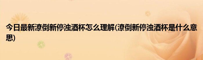 今日最新潦倒新停浊酒杯怎么理解(潦倒新停浊酒杯是什么意思)