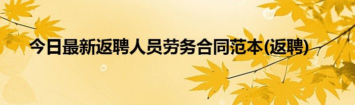 今日最新返聘人员劳务合同范本(返聘)