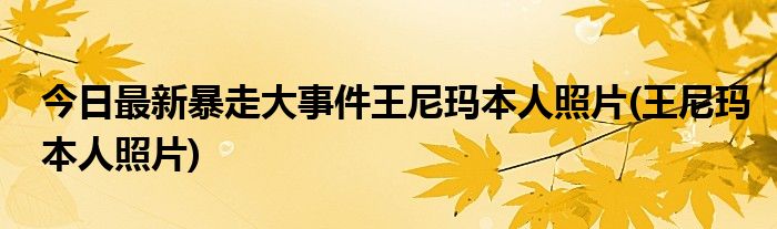 今日最新暴走大事件王尼玛本人照片(王尼玛本人照片)