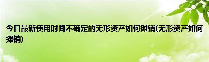 今日最新使用时间不确定的无形资产如何摊销(无形资产如何摊销)