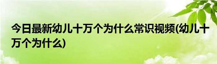 今日最新幼儿十万个为什么常识视频(幼儿十万个为什么)