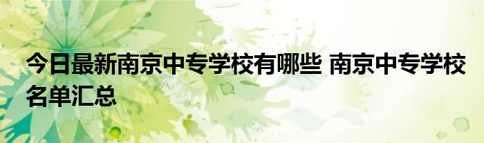 今日最新南京中专学校有哪些 南京中专学校名单汇总