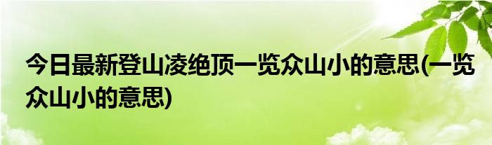 今日最新登山凌绝顶一览众山小的意思(一览众山小的意思)