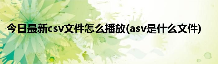 今日最新csv文件怎么播放(asv是什么文件)