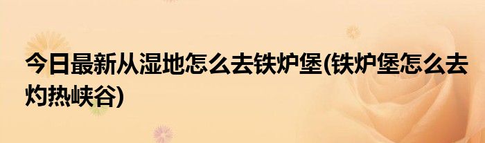 今日最新从湿地怎么去铁炉堡(铁炉堡怎么去灼热峡谷)