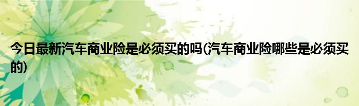今日最新汽车商业险是必须买的吗(汽车商业险哪些是必须买的)