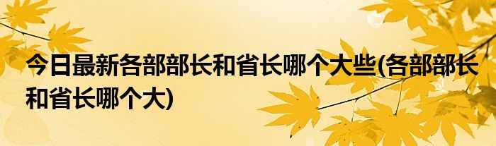 今日最新各部部长和省长哪个大些(各部部长和省长哪个大)