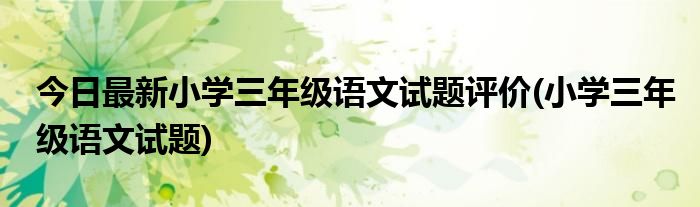 今日最新小学三年级语文试题评价(小学三年级语文试题)