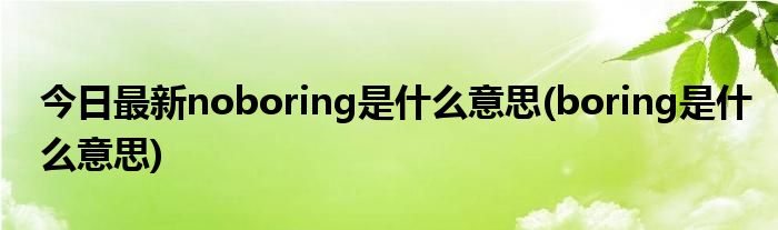 今日最新noboring是什么意思(boring是什么意思)