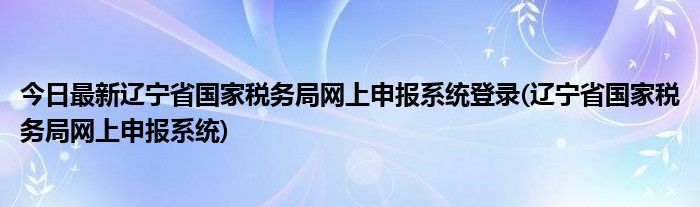 今日最新辽宁省国家税务局网上申报系统登录(辽宁省国家税务局网上申报系统)