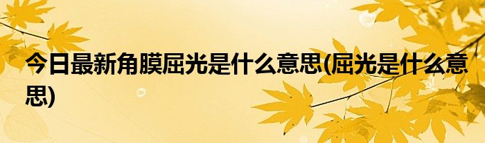 今日最新角膜屈光是什么意思(屈光是什么意思)