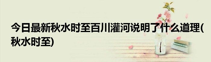 今日最新秋水时至百川灌河说明了什么道理(秋水时至)