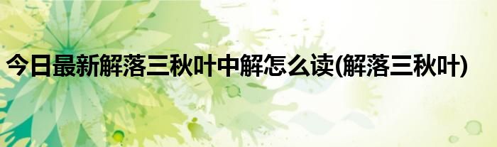 今日最新解落三秋叶中解怎么读(解落三秋叶)