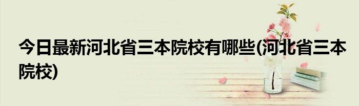 今日最新河北省三本院校有哪些(河北省三本院校)