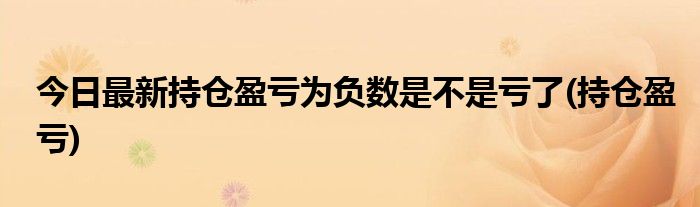 今日最新持仓盈亏为负数是不是亏了(持仓盈亏)