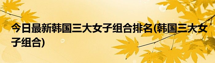 今日最新韩国三大女子组合排名(韩国三大女子组合)