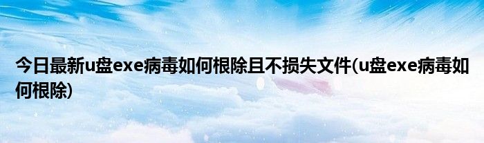 今日最新u盘exe病毒如何根除且不损失文件(u盘exe病毒如何根除)